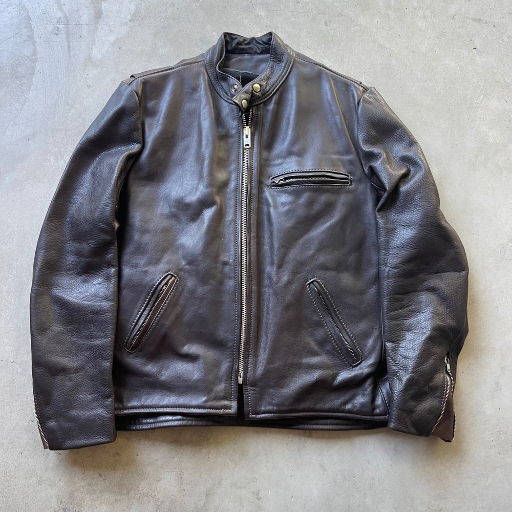 Vintage Vanson Associates Boston Brown Leather Cafe Racer Jacket Size 46 Talon